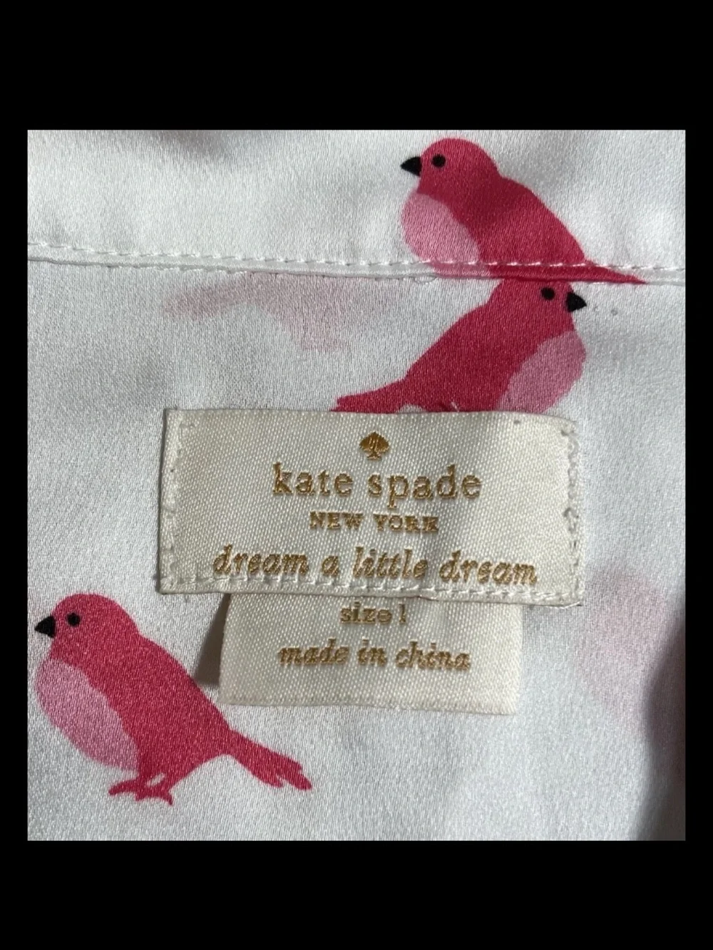 kate spade White Button-Up Nightshirt Dress with Pink Bird Print